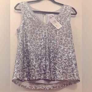 HEARTLOOM, S, TAGS ON! Sleevless, sequined/Leopard print, comfort/classy/glam!